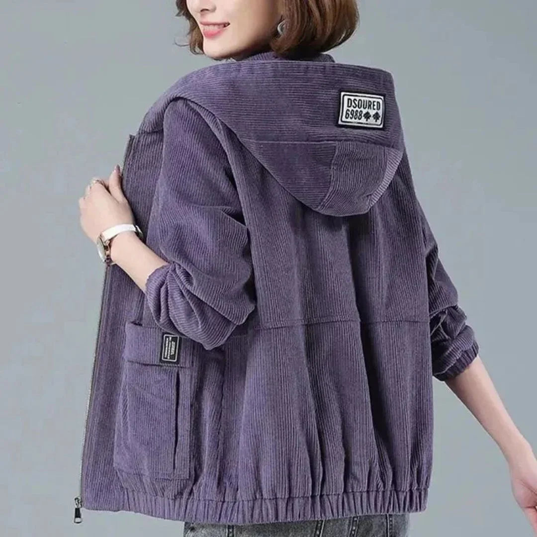 Allegra Soft Corduroy Hooded Jacket