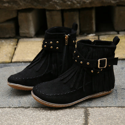 Esmeralda Fringe Vegan Leather Boots