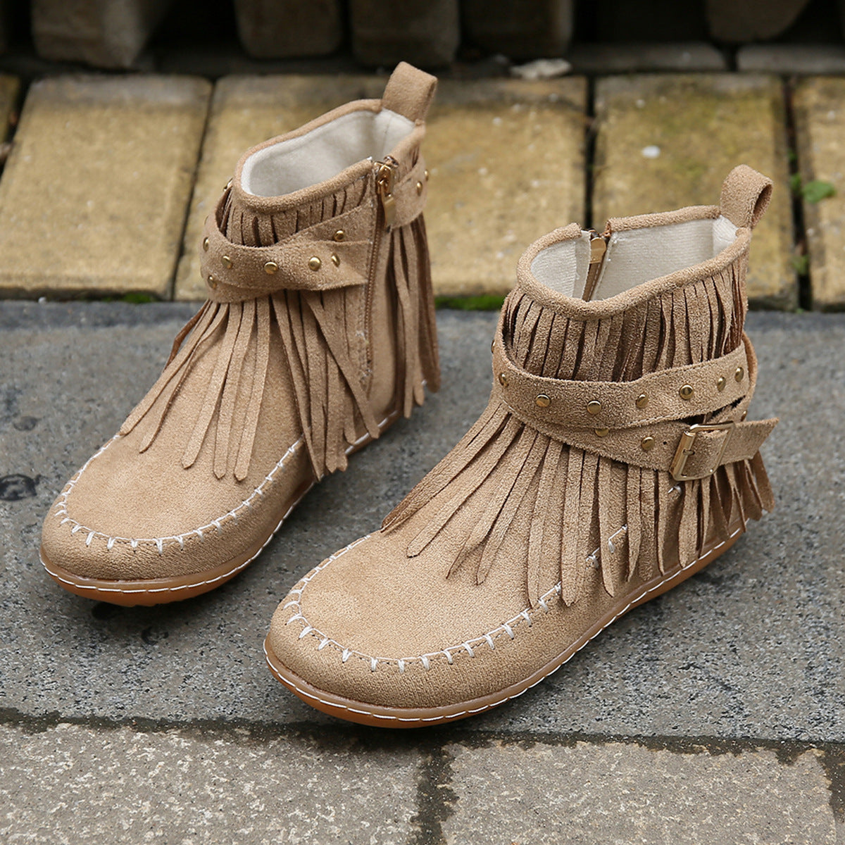 Esmeralda Fringe Vegan Leather Boots